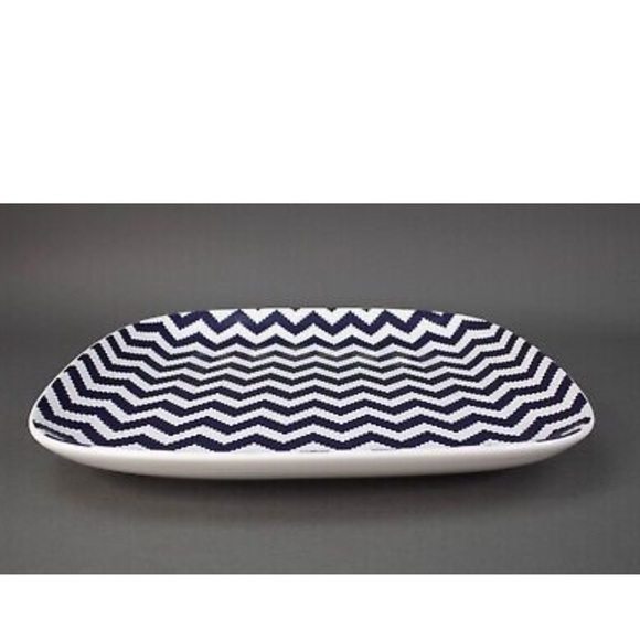 NWT Jonathan Adler Happy Chic Elizabeth Blue Chevron Serving Platter  15"x15" - Picture 7 of 8